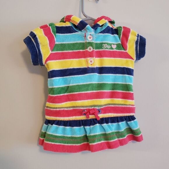 BABY GAP STRIPED HOOD TERRYCLOTH SWIMSUIT COVER UP - Picture 1 of 5